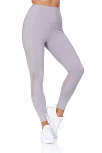 cropped active leggings with pocket and mesh detail grey
