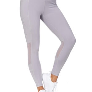 cropped active leggings with pocket and mesh detail grey
